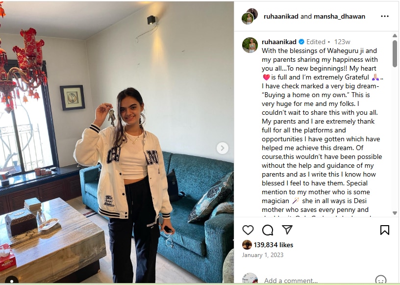 Ruhanika dhawan post-