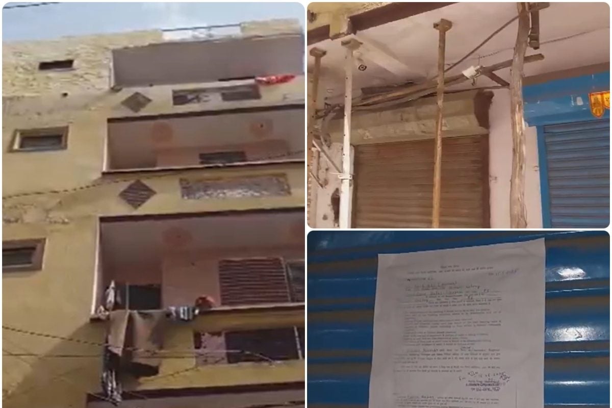 VIDEO: शाहदरा में 4 मंजिला इमारत झुकी सहारा देने के लिए MCD ने लगा दिए जैक