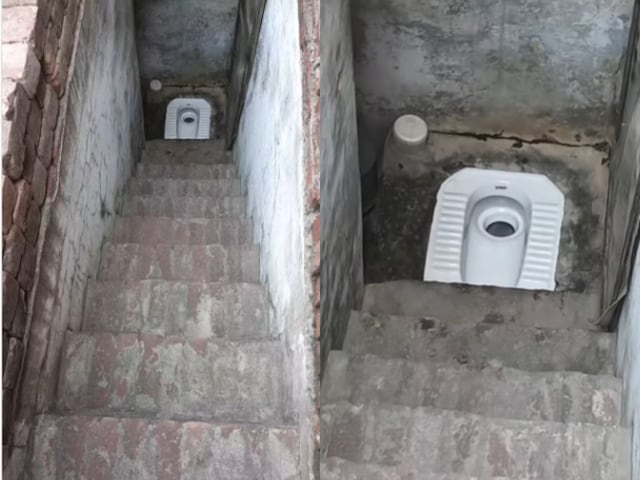 यहां कौन करेगा पोट्टी? सीढ़ियों पर ही बना लैट्रिन, खुले छत से भी आता है नजर!