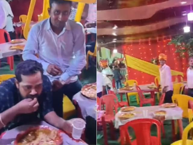 शादी में खाने बैठे थे लोग, तभी आई बारिश, जुगाड़ से ऐसे की पेट पूजा! शादी में खाने बैठे थे लोग, तभी आई बारिश, जुगाड़ से ऐसे की पेट पूजा!