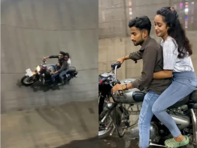 मौत के कुएं में गर्लफ्रेंड संग पहुंचा लड़का, बुलेट पर चिपककर बैठी लड़की, फिर..
