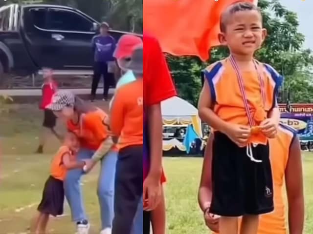 boy-first-in-race-001-istagram-2025-05-e53467cd977345f6c6b019c7942fa1cd Viral Video Boy Crying In Fear for Race Moms Trick Helps Him Wining IT - Child was crying fear of racing, the child was crying, mother adopted a unique trick, ran so that it has come first!
