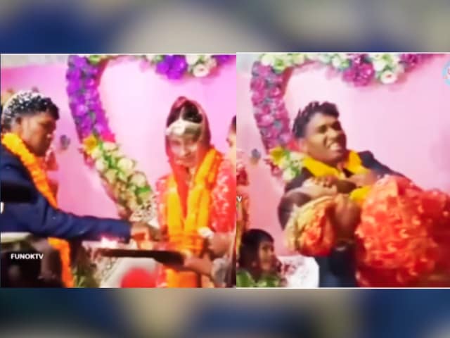 शादी चल रही है या कुश्ती? दूल्हे ने पकड़ी दुल्हन की गर्दन, जबरन ठूंसी मिठाई