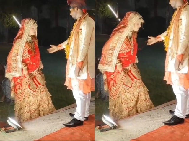 VIDEO: स्टेज पर चढ़ रही थी दुल्हन, दूल्हे ने बढ़ाया हाथ, लड़की ने घूरा, फिर...