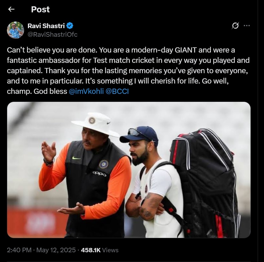 Ravi Shastri's tweet for Virat