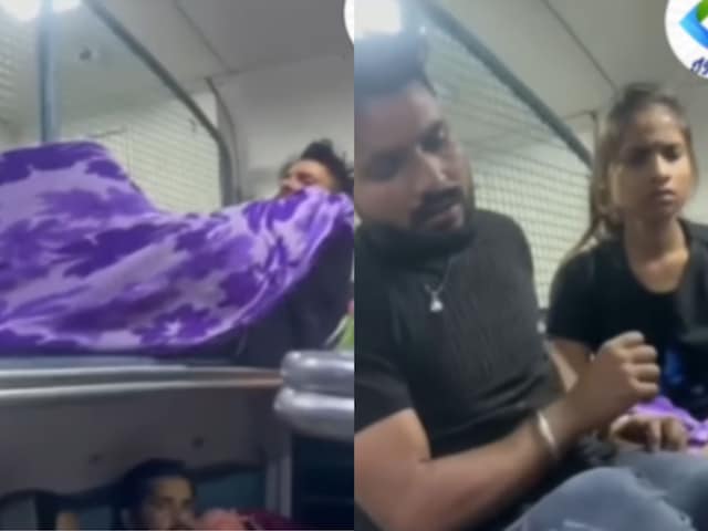 प्रेमिका के साथ ट्रेन में चढ़ा युवक,ओढ़ लिया कंबल, यात्रियों ने मचा दिया हंगामा प्रेमिका के साथ ट्रेन में चढ़ा युवक,ओढ़ लिया कंबल, यात्रियों ने मचा दिया हंगामा