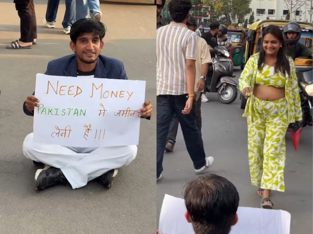 'पाकिस्तान में जमीन लेनी है!' हाथ में तख्ती लिए रोड पर बैठा शख्स!