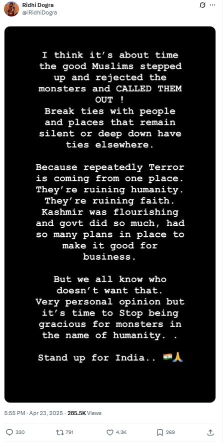 Kashmir Terror Attack, Ridhi Dogra, Fawad Khan, Abir Gulaal, Boycott Abir Gulaal, Pahalgam Terror Attack, 