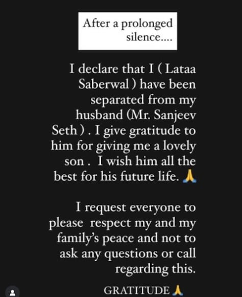 Lata Lataa Saberwal, Sanjeev Seth, Lataa Saberwal Divorce, Separated from Sanjeev Seth, Yeh Rishta Kya Kehlata Hai, Lata Sabharwal, Sanjeev Seth, Lata Sabharwal husband, Lata Sabharwal Brash, Lata Sabharwal News Lata Lataa Saberwal, Sanjeev Seth, Lataa Saberwal Divorce, Separated from Sanjeev Seth, Yeh Rishta Kya Kehlata Hai, Lata Sabharwal, Sanjeev Seth, Lata Sabharwal husband, Lata Sabharwal Brash, Lata Sabharwal News
