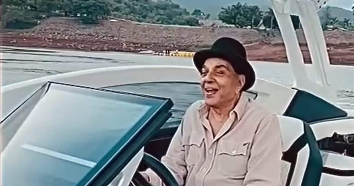 At the age of 89, Dharmendra’s royal style, ‘Dharam Paaji’, Gungunaya ‘Aaj Mausam …’ was seen running yacht among the mountains