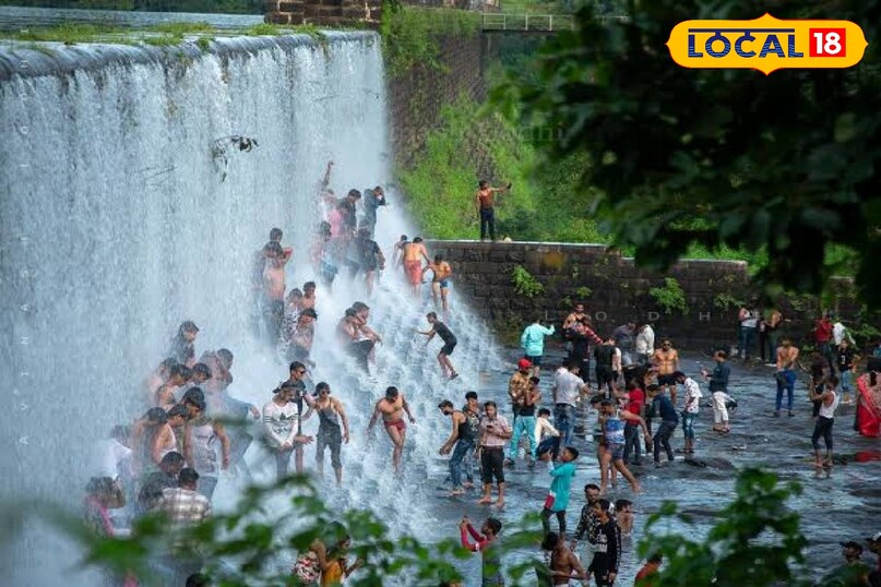 Khandari enjoying waterfall.