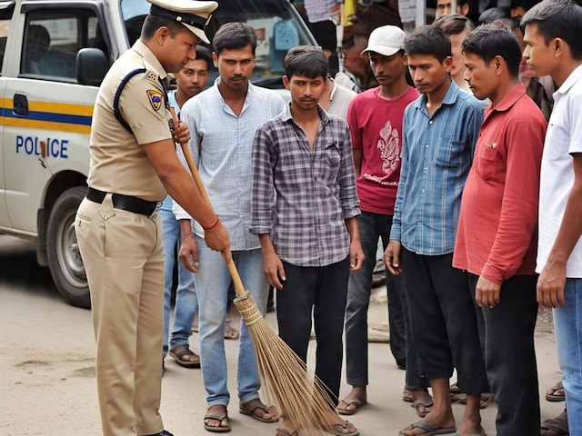 चलो करो सफाई! मणिपुर में बगावत के बाद पुलिस ने दंगाइयों को थमाया झाड़ू- फावड़ा
