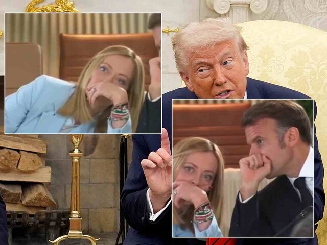 मेलोनी झुकी, मैंक्रों के कान में कुछ फुसफुसाई, क्‍या ये ट्रंप के बारे में था?