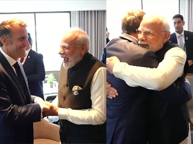 गले मिले, ठहाका लगा... फिर सीरियस अंदाज में PM मोदी ने मैक्रों को क्या समझाया? गले मिले, ठहाका लगा... फिर सीरियस अंदाज में PM मोदी ने मैक्रों को क्या समझाया?