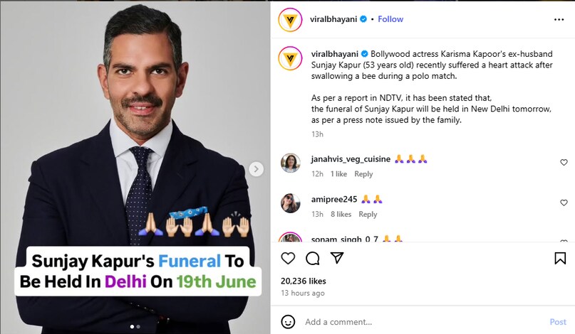 Sunjay Kapoor Post