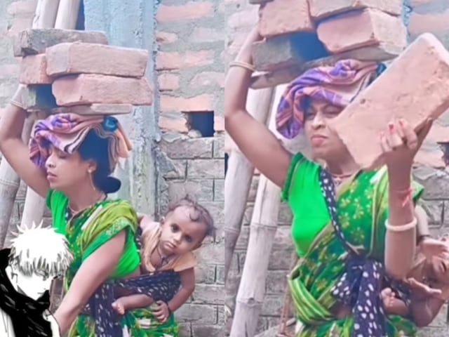 Viral Video:पीठ पर बच्चा को बांधकर ईंट उठाती दिखी महिला, भावुक हो गए लोग! Viral Video:पीठ पर बच्चा को बांधकर ईंट उठाती दिखी महिला, भावुक हो गए लोग!
