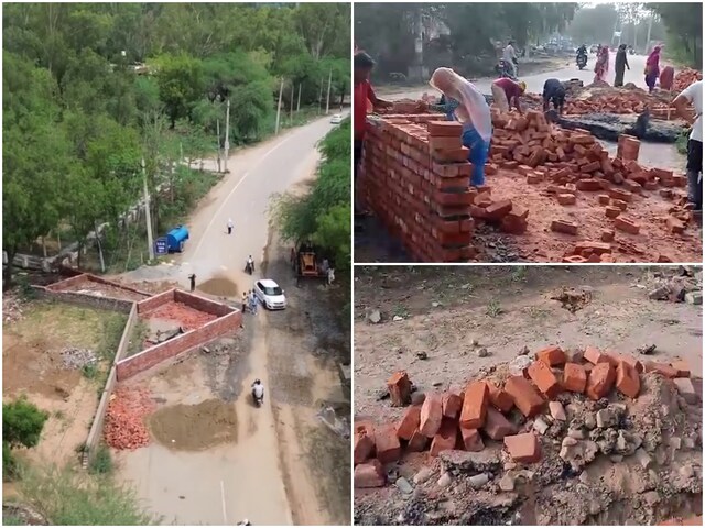 अद्भुत! हाइवे के बीच में एक घर बनाने के लिए फाउंडेशन और ईंट की दीवार खोदें