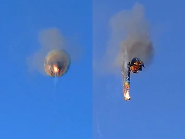 Hot air balloons made a fireball in the sky, people jumped from the burning basket, watch video