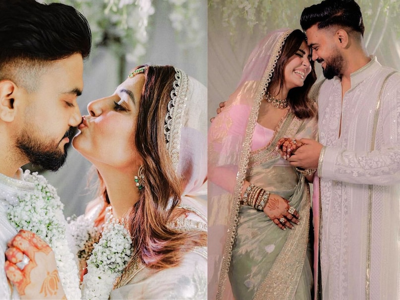 Hina Khan ties the Know with Boyfriend Rocky Dazzles in Opal Handloom Saree at Her Wedding See Picks Hina Khan ties the Know with Boyfriend Rocky Dazzles in Opal Handloom Saree at Her Wedding See Picks
