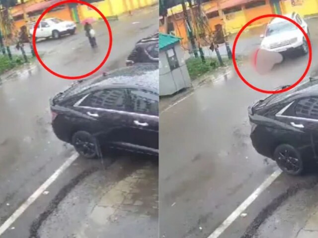 लाल छाते संग चल रही थी युवती, सामने से आई मौत की रफ्तार…दिल दहला देगा वीडियो