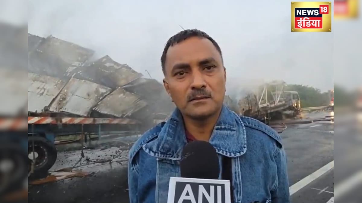 नेशनल एक्‍सप्रेसवे पर धू-धू कर जलने लगे ट्रक, लगा लंबा जाम – News18 हिंदी