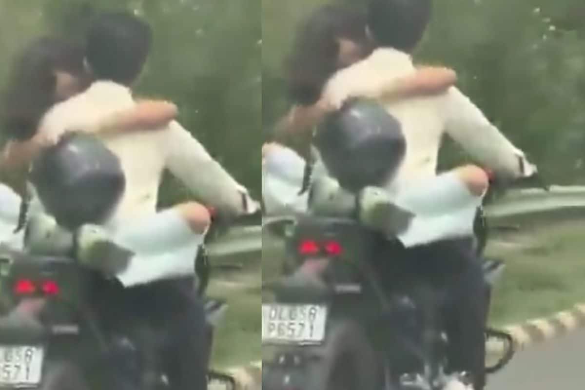चलती बाइक पर इश्कबाजी कपल को पड़ी भारी, पुलिस ने काटा तगड़ा चालान