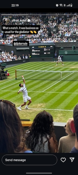 Virat's Instagram Story for Djokovic Virat's Instagram Story for Djokovic