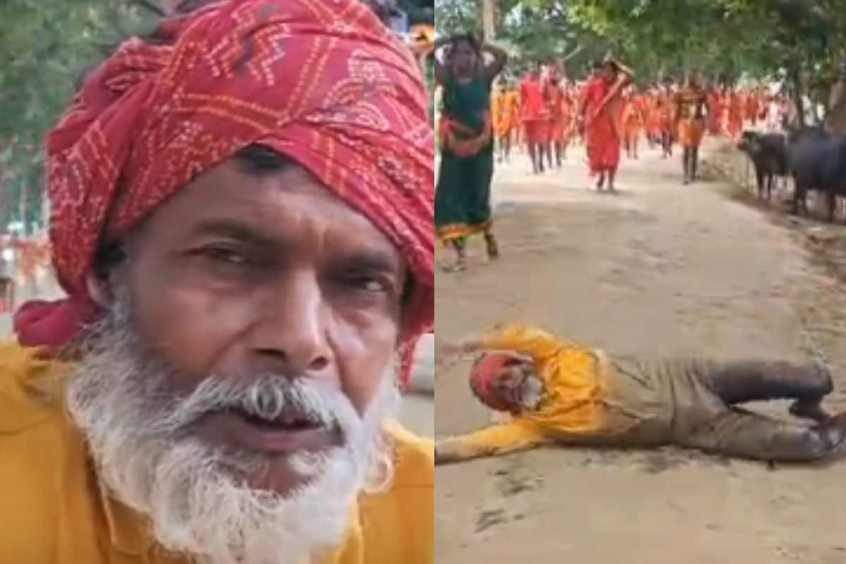 उम्र 55 साल105 किमी यात्रा सड़क पर लोट-लोट कर जा रहा भगवान के दरबार