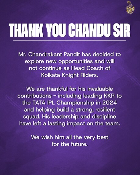 Kolkata Knight Riders head coach Chandrakant Pandit, Chandrakant Pandit, kkr parted ways Chandrakant Pandit, Chandrakant Pandit KKR, Chandrakant Pandit Tenure with kkr, Kolkata Knight riders, KKR, चंद्रकांत पंडित, केकेआर 