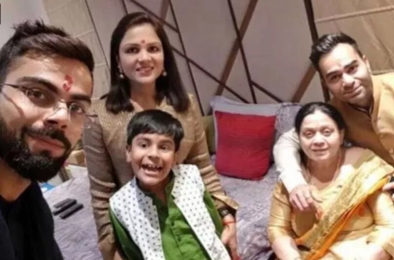 Virat Kohli with mother, brother-in-law and nephew