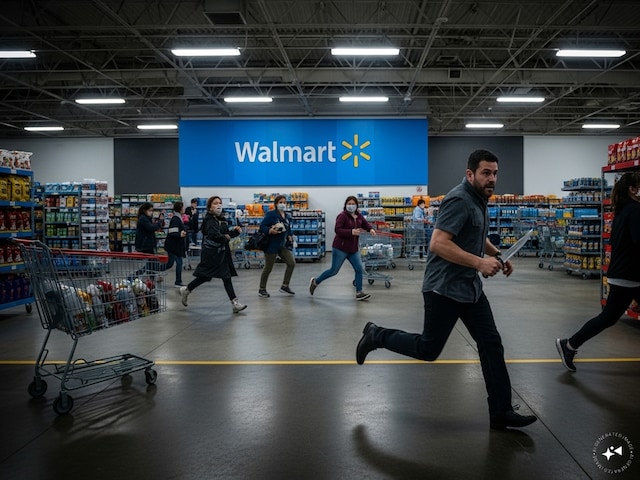 Walmart colored with blood, people were shopping, then a man came and a knife came Walmart colored with blood, people were shopping, then a man came and a knife came