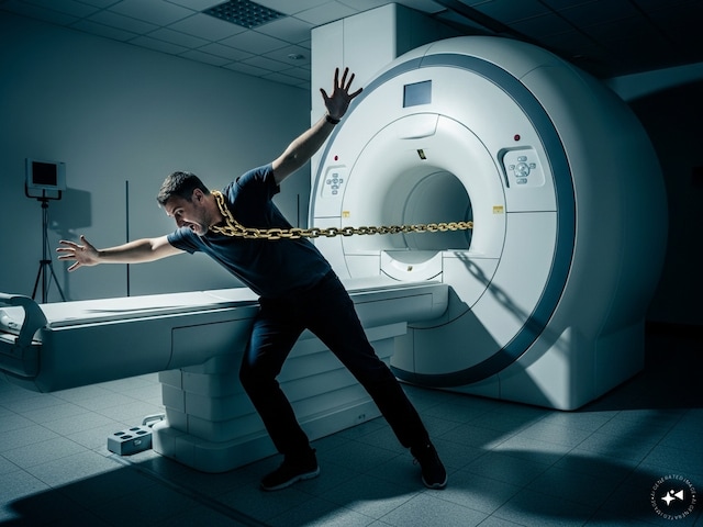 The man was wearing a bruising chain around his neck, MRI machine pulled, bone-bone broken The man was wearing a bruising chain around his neck, MRI machine pulled, bone-bone broken