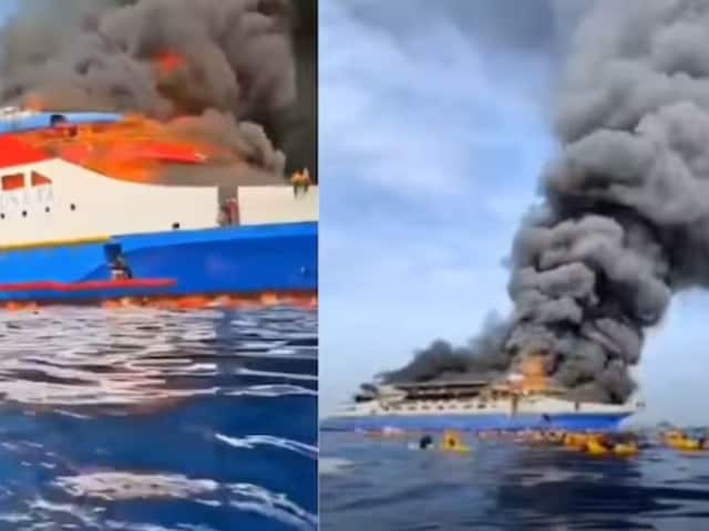 बीच समंदर में जलने लगा जहाज, इंडोनेशिया में बड़ा हादसा, 280 लोग पानी में कूदे