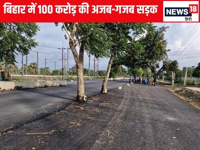 8 km long road built at a cost of 100 crores in Bihar, why are trees in the middle?