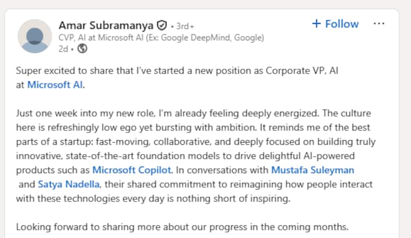 Google jobs, Microsoft Jobs, Success Story, Bangalore University, Google, Microsoft, Story of Amar Subramanya, btech student story, Bengaluru University, join Microsoft as AI Vice President, google jamini jobs, google me naukri