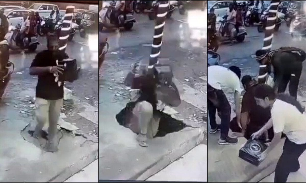 चंद्रपुर: पैरों तले जमीन खिसकी! चेंबर धंसा और युवक समा गया नाले में CCTV में कैद सनसनीखेज नजारा