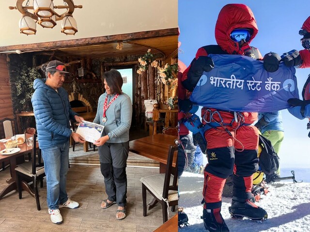 SBI की महिला अधिकारी ने यूरोप की सबसे ऊंची चोटी पर फहराया तिरंगा