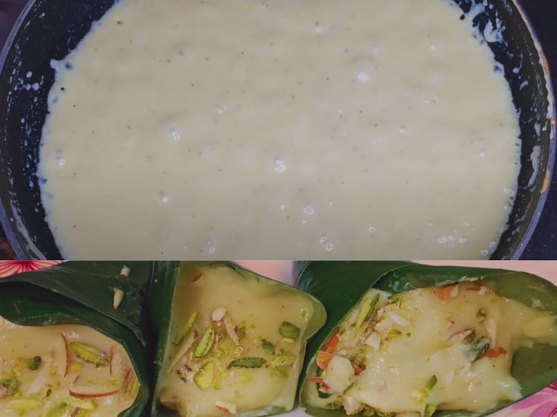 dessert comes wrapped in special leaves
