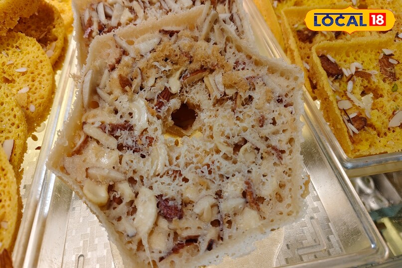 ड्राई फ्रूट से तैयार घेवर ड्राई फ्रूट से तैयार घेवर