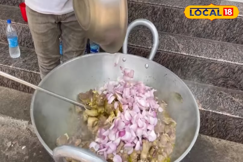 Onion is added after mutton. Onion is added after mutton.