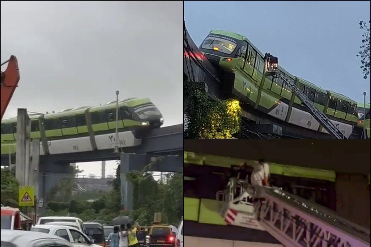 मुंबई में फंसी मोनोरेल, गेट न खुले तो बुलानी पड़ी क्रेन, डरे-सहमे निकले यात्री