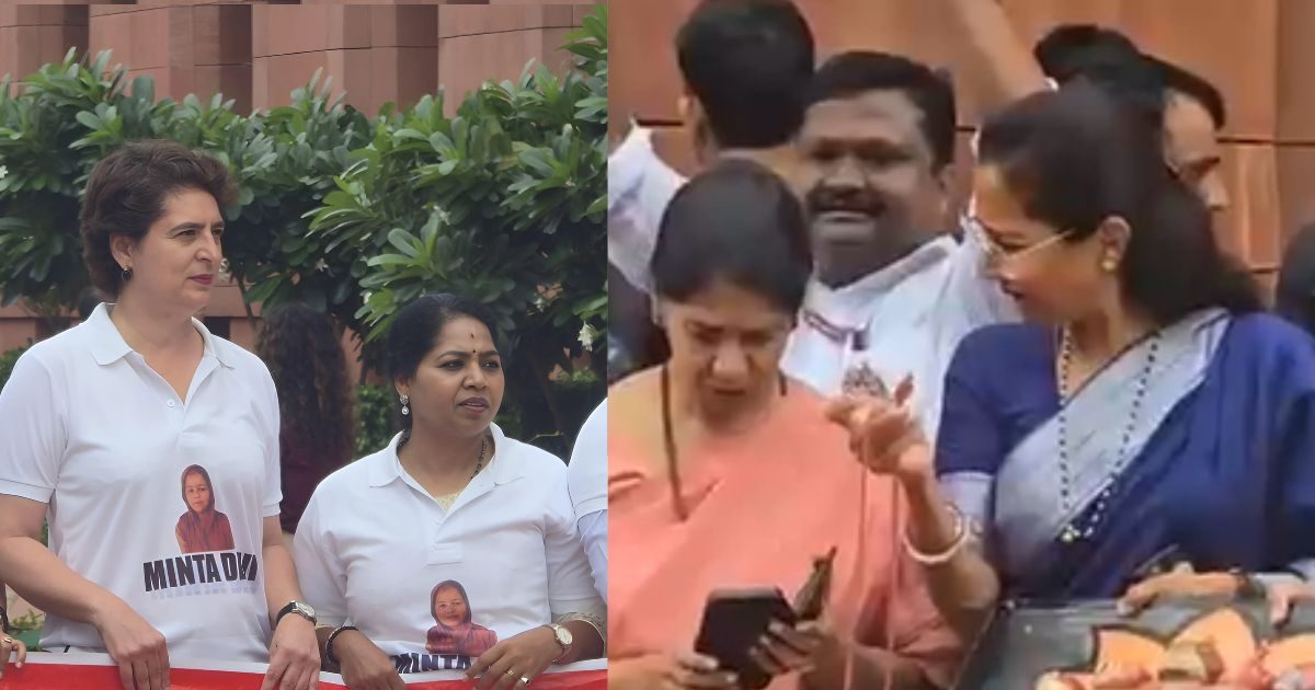 INDIA Vs ECI: प्याज की माला, सफेद टी-शर्ट और 124 साल की मिंता देवी… संसद में विपक्ष के प्रदर्शन की अनोखी तस्वीर