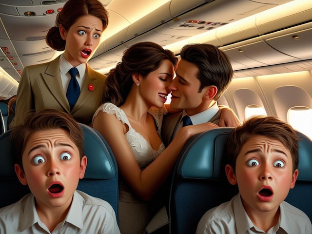 Couples started romancing in flight in front of children, air hostess was also surprised!