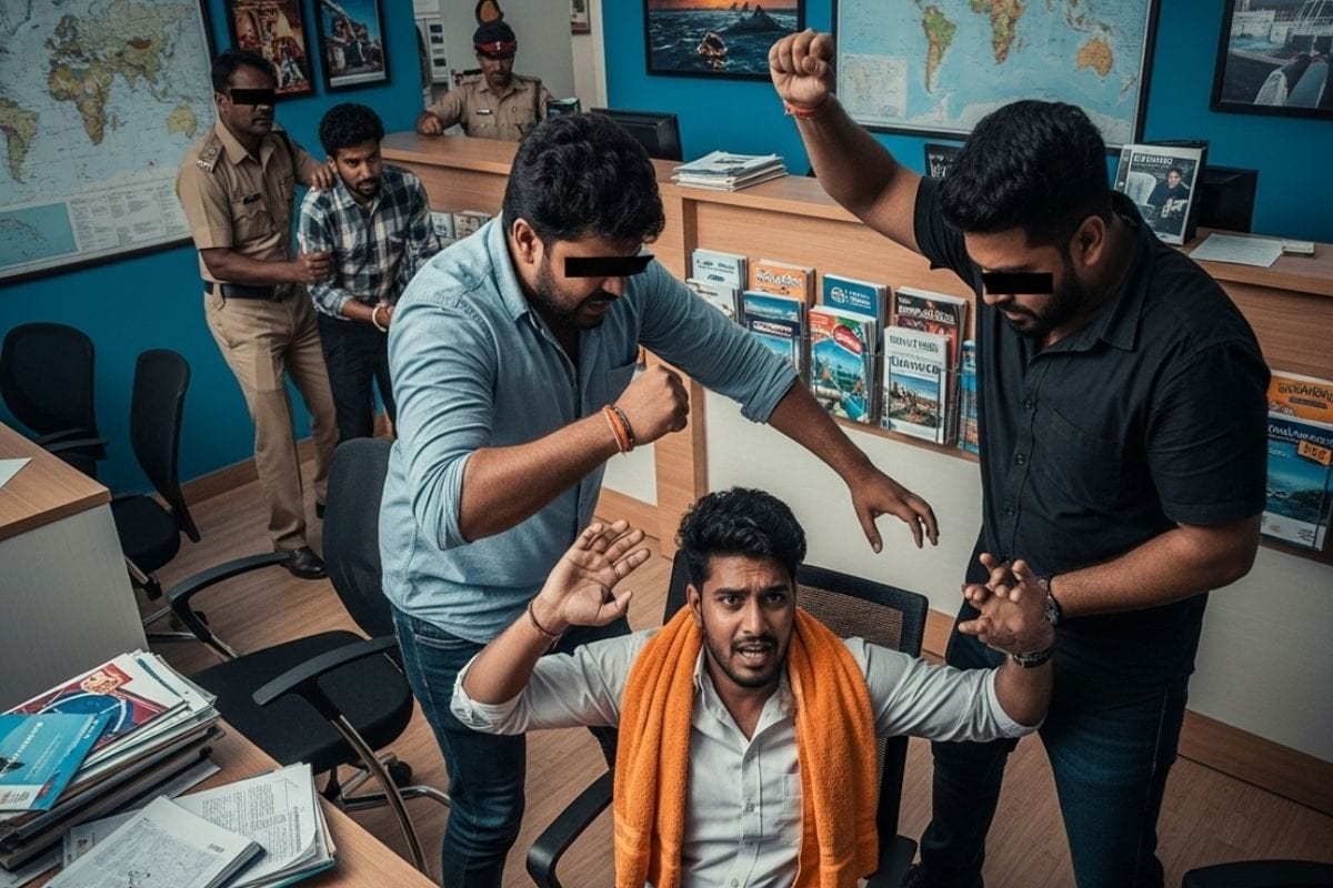 सिर पर पहना भगवा गमछा तो बरसाए थप्पड़-घूंसे फिर पुलिस ने निकाली हेकड़ी