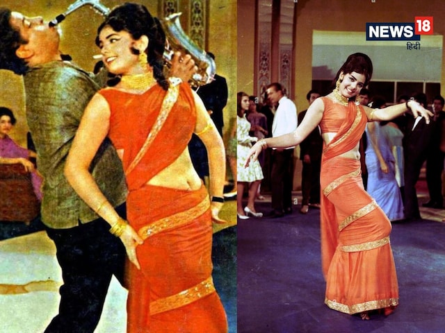 Retro Fashion: When this was a hussian in orange gown saree, Mallika of Hussan, still today Retro Fashion: When this was a hussian in orange gown saree, Mallika of Hussan, still today