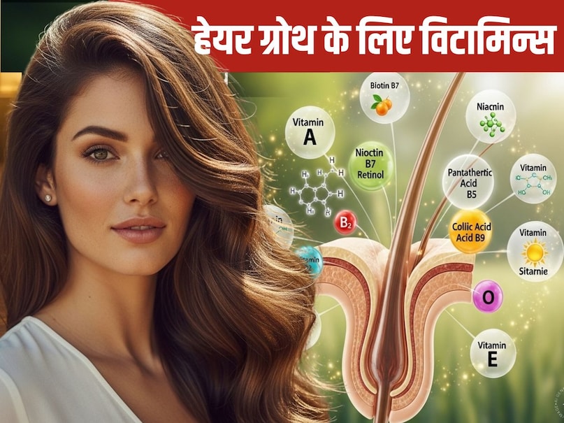 विटामिन आपके बालों के लिए फ्यूल्स का काम करता है. वे आपके स्कैल्प को वह पोषण देते हैं जिससे बालों को मजबूती मिलती है और झड़ने से बचाव होता है.यहां हम आपको पांच बेहतरीन विटामिन्स के बारे में बता रहे हैं, जो आपके बालों को तेजी से बढ़ाने में मदद करेगा. (Image- AI) विटामिन आपके बालों के लिए फ्यूल्स का काम करता है. वे आपके स्कैल्प को वह पोषण देते हैं जिससे बालों को मजबूती मिलती है और झड़ने से बचाव होता है.यहां हम आपको पांच बेहतरीन विटामिन्स के बारे में बता रहे हैं, जो आपके बालों को तेजी से बढ़ाने में मदद करेगा. (Image- AI)