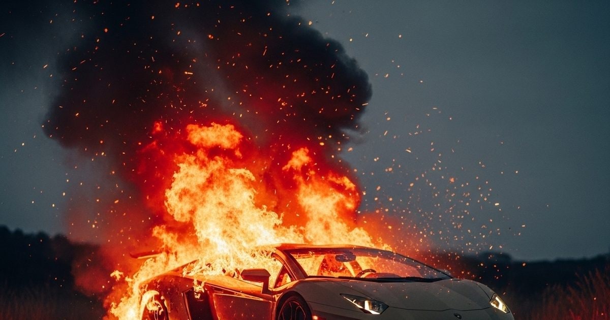 VIDEO: Influencer's Lamborghini Aventador caught fire, 9 crore in minutes!
