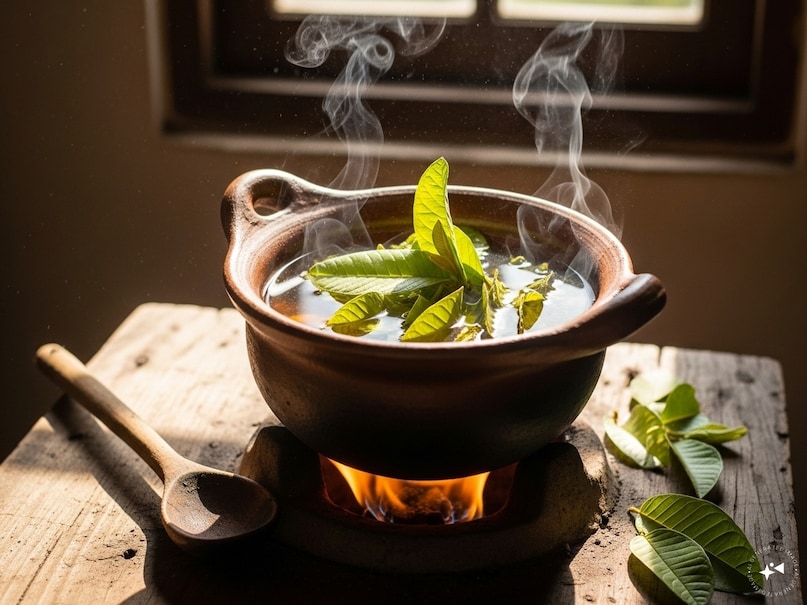 To make it, wash 4-5 guava leaves thoroughly and remove the dust or dirt on them. Heat 2 cups of water in a pan. Heat the water till it boils and then add leaves to it. Allow to cook on low flame for 10–12 minutes. Turn off the heat, cover and leave the tea for 5 minutes so that it is prepared well. Sieve it in a cup. If you want, add honey or lemon to it and enjoy it hot. To make it, wash 4-5 guava leaves thoroughly and remove the dust or dirt on them. Heat 2 cups of water in a pan. Heat the water till it boils and then add leaves to it. Allow to cook on low flame for 10–12 minutes. Turn off the heat, cover and leave the tea for 5 minutes so that it is prepared well. Sieve it in a cup. If you want, add honey or lemon to it and enjoy it hot.