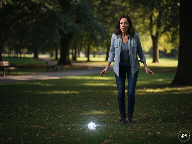 The girl was standing in the park, the glowing thing near the feet, the cry started crying The girl was standing in the park, the glowing thing near the feet, the cry started crying