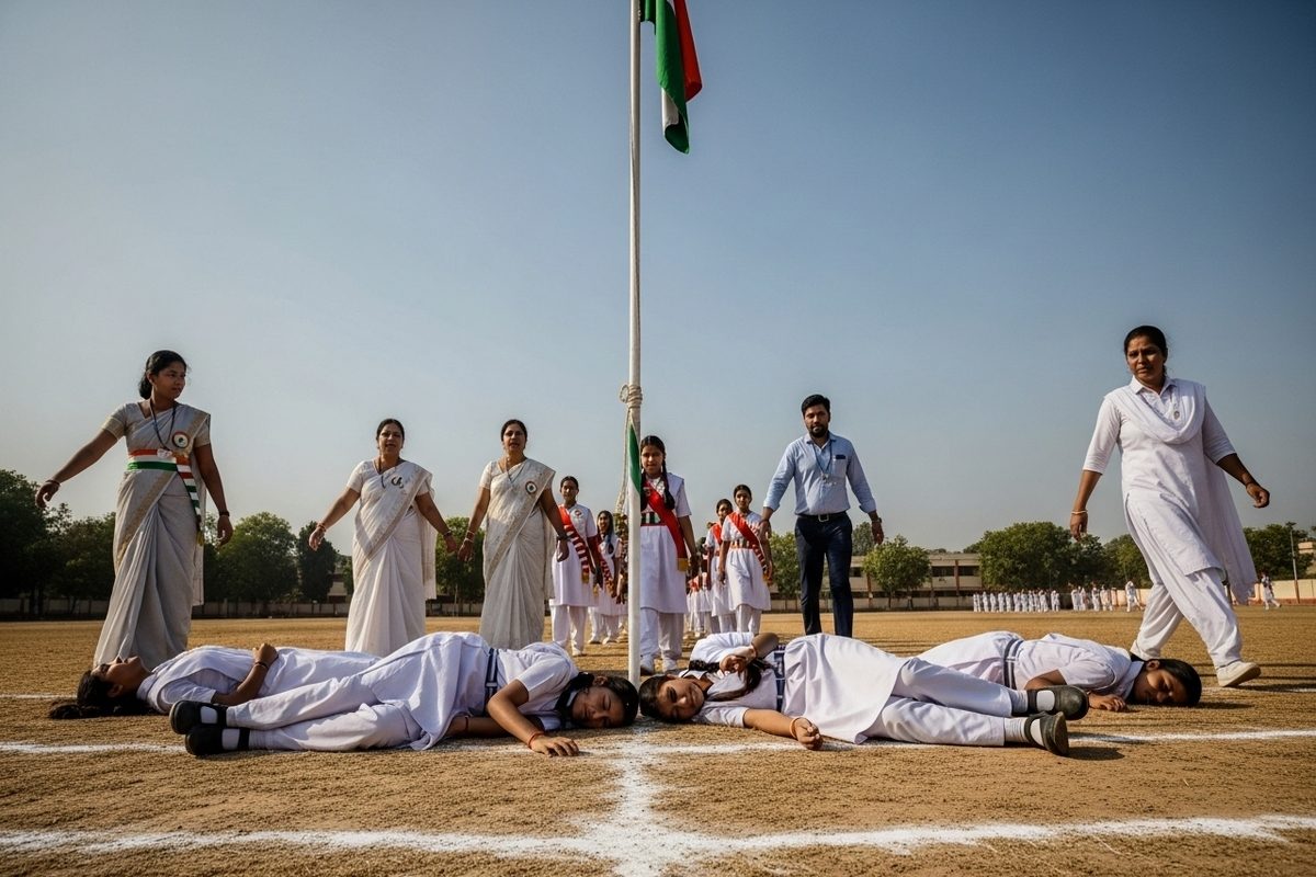 झंडा फहराने से पहले मची अफरा-तफरी, एक-एक कर बेहोश हुई कई छात्राएं